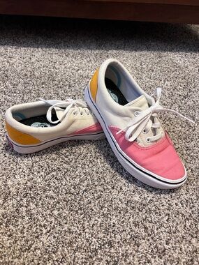 Vans Canvas Lace-Up Sneakers in Pink, Cream & Yellow
